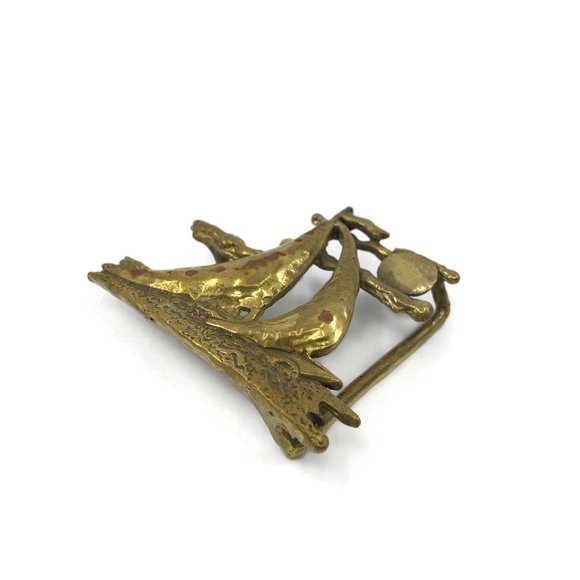 1977 Ivan Hyden Brass Sailboat Belt Buckle main image 7